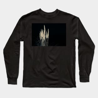 Pampas flowers and leaves isolated on black. Long Sleeve T-Shirt